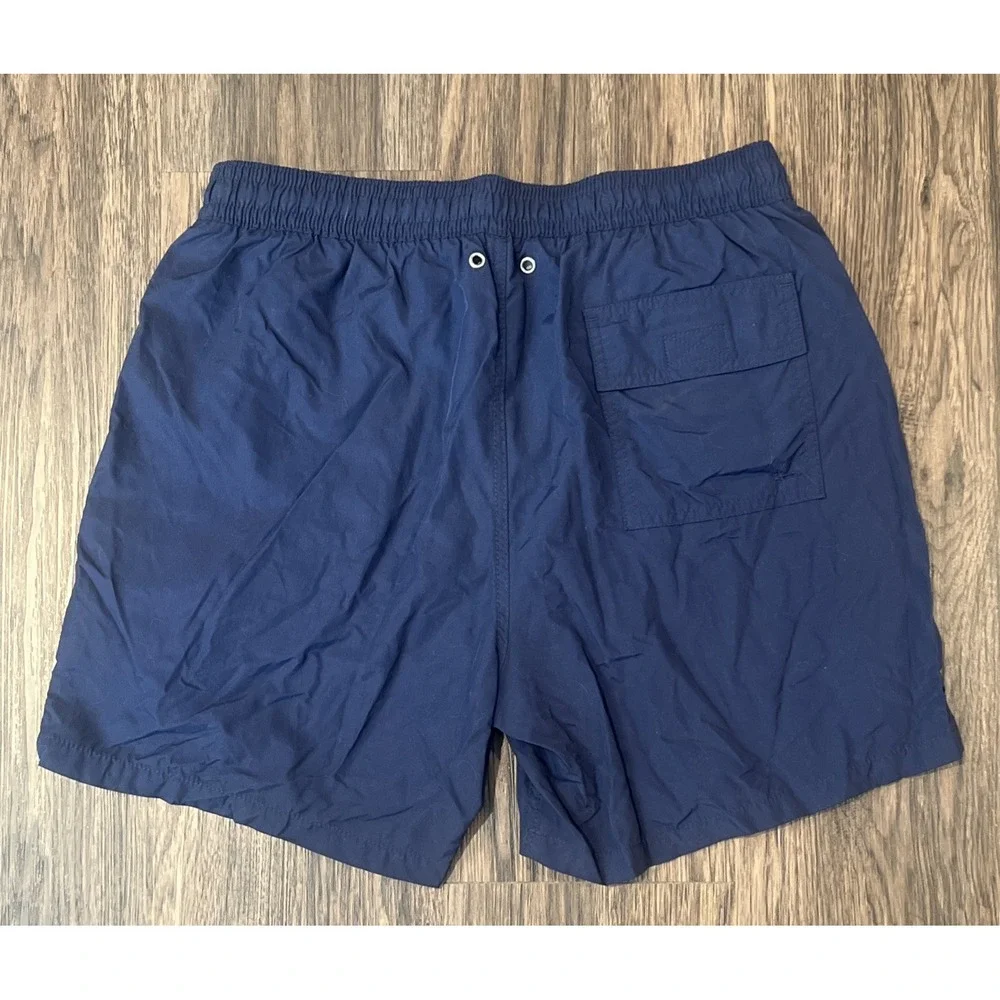Polo Ralph Lauren Men's Large Navy Red Swim Trunks Elastic Waist Drawstring